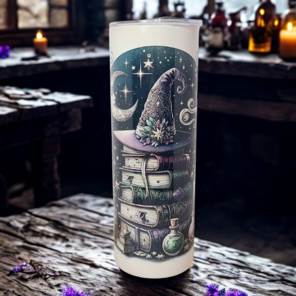 Witch Hat & Spellbooks Tumbler – 20 oz | Scott Heil of The Crowing Hen - Picture 1 of 7